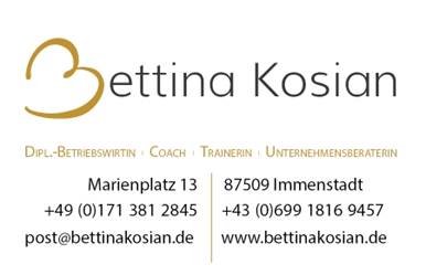 Visitenkarte von Bettina Kosian - gestaltet von Hubert Wohlfart . WOHL-IT